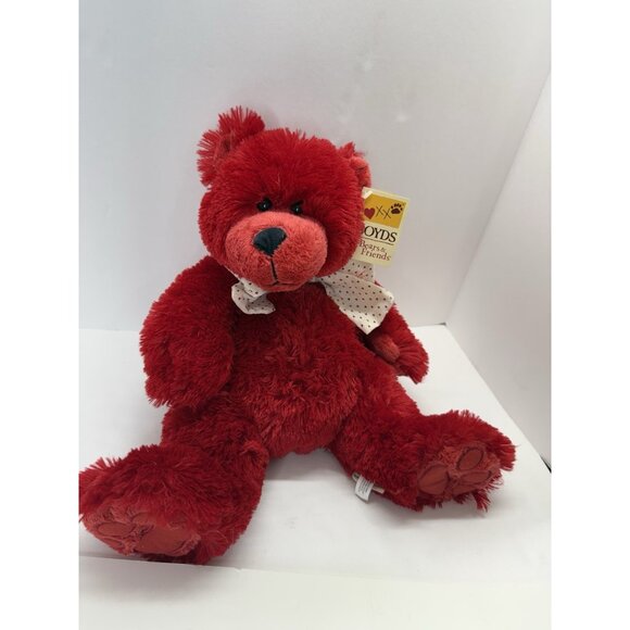 Boyds Bears & Friends 82061 Luvey B Bear Red Plush Stuffed 16" Bear Hearts Bow - Picture 1 of 12
